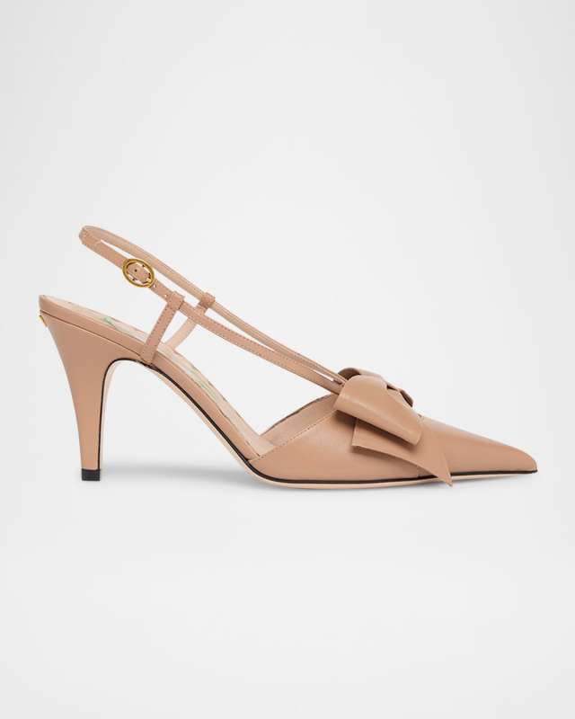 85mm Bowow Slingback Leather Pumps